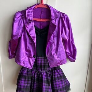 Weissman Shimmering Purple Jacket & Plaid Dress Set